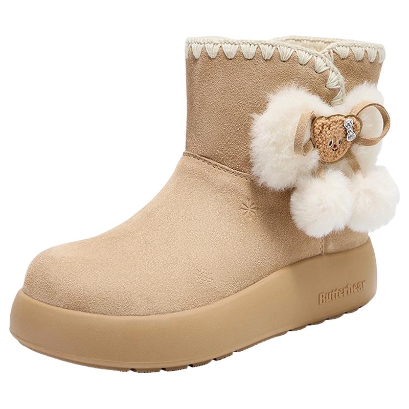 张雅琪同款TATA他她黄油小熊雪地靴女保暖加绒毛毛棉鞋靴KXL03DD5