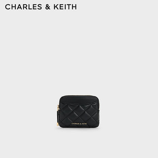 CHARLES&KEITH26春菱格纹迷你零钱包卡包手拿包CK6-50681238 Black黑色 XXS
