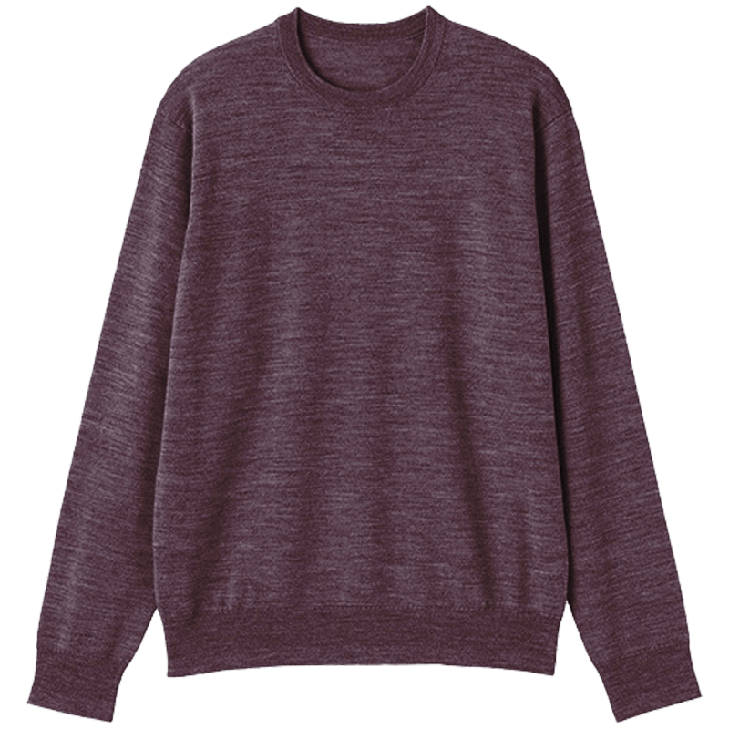 無印良品 MUJI 男式 羊毛可水洗高针距圆领毛衣 长袖秋冬