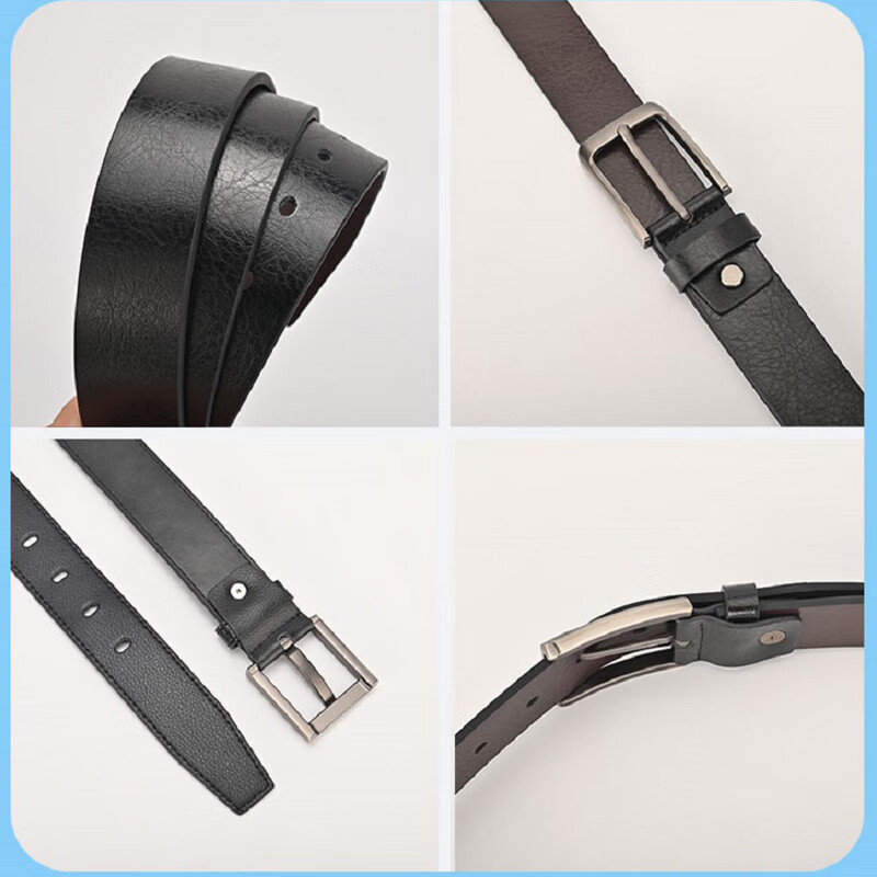 真维斯男装2025秋季 商务休闲百搭真皮皮带男士针扣腰带ST 黑色2010 110cm