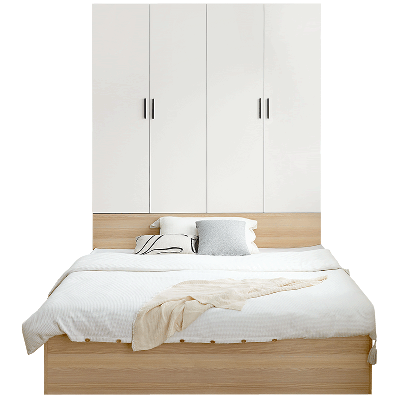 全友（QUANU）储物收纳榻榻米多功能小户型床柜一体带衣柜地台组合床600653 1.5m榻榻米+四门衣柜