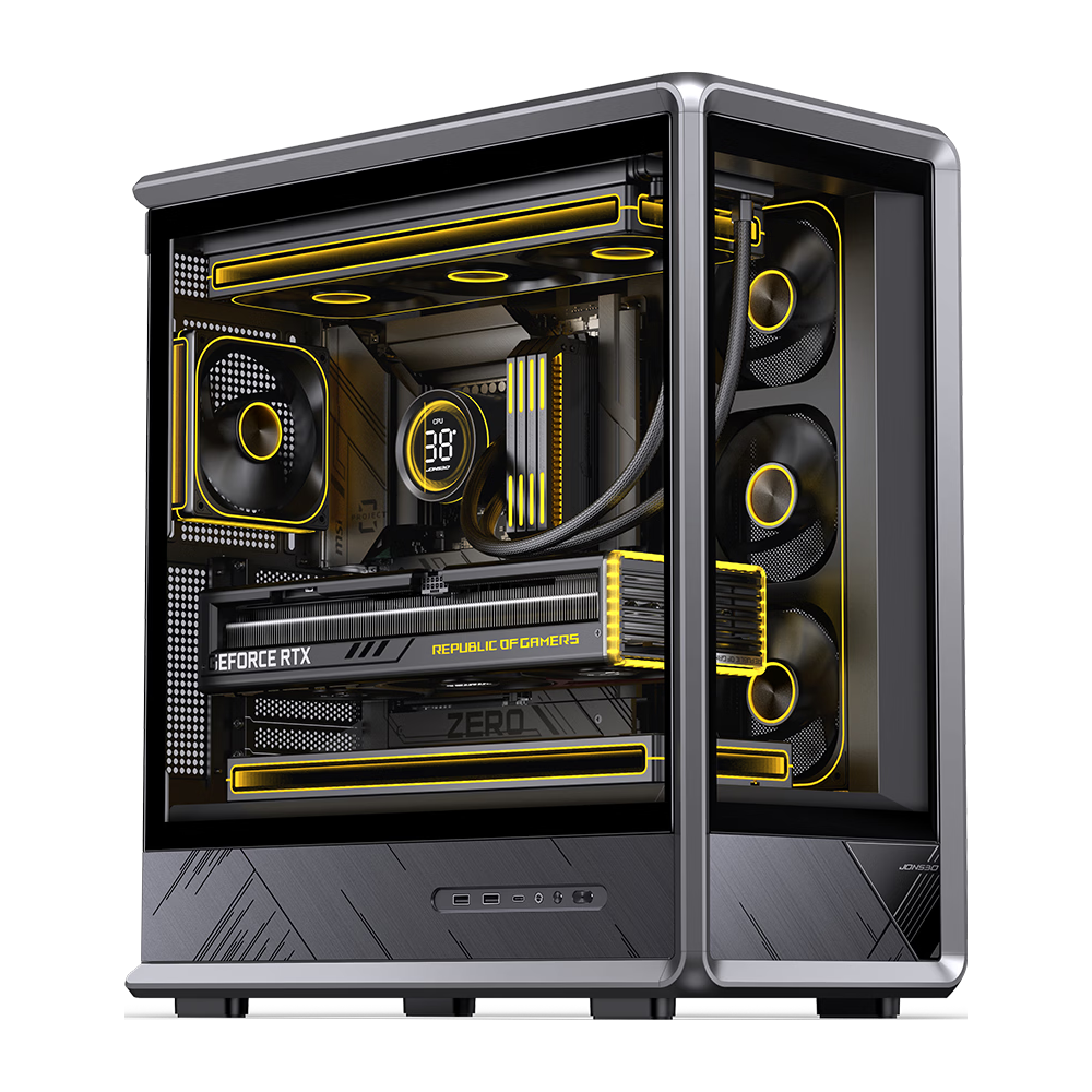 乔思伯（JONSBO）D401 隐士 ATX海景房机箱（外骨骼框架造型/360水冷/10风扇位/支持背插ATX主板/上下分仓结构）