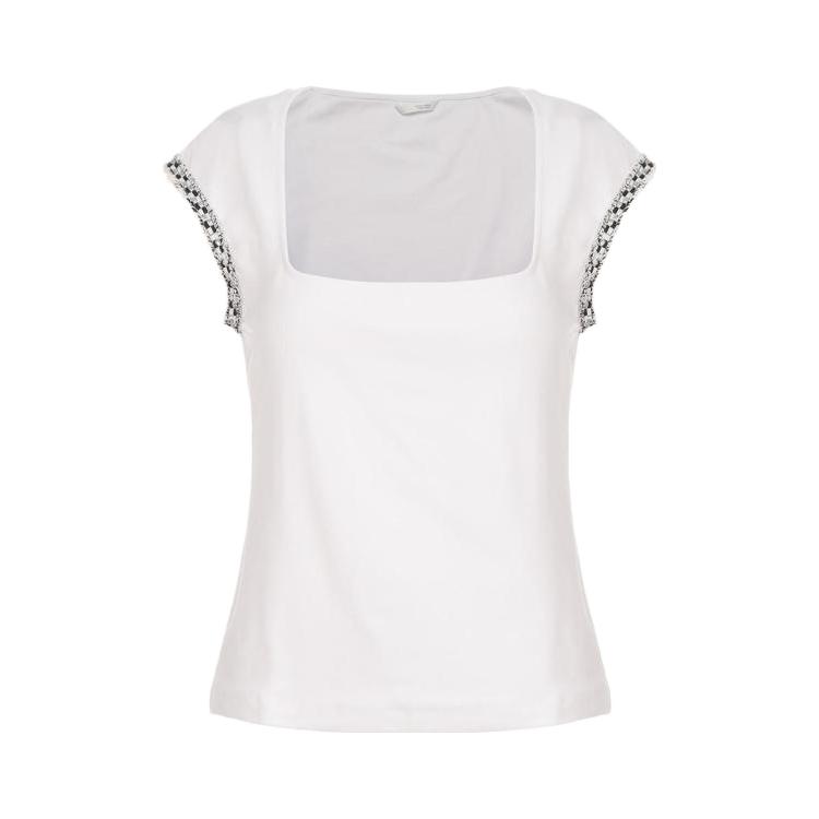 ZARA 【休闲时尚】女式舒适含棉日常百搭连肩袖方领短袖T恤