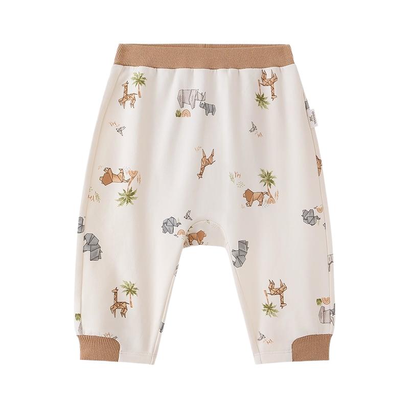 英氏宝宝长裤PP屁屁裤子春季针织束脚可爱卡通宽松男宝女宝小童