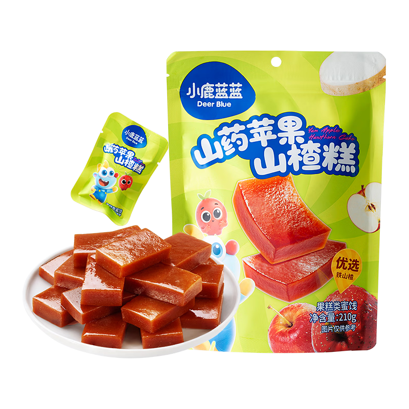 小鹿蓝蓝0添加蔗糖 山药苹果山楂糕210g宝宝零食儿童零食果肉条山楂条12包 【0添加蔗糖】山药苹果山楂糕