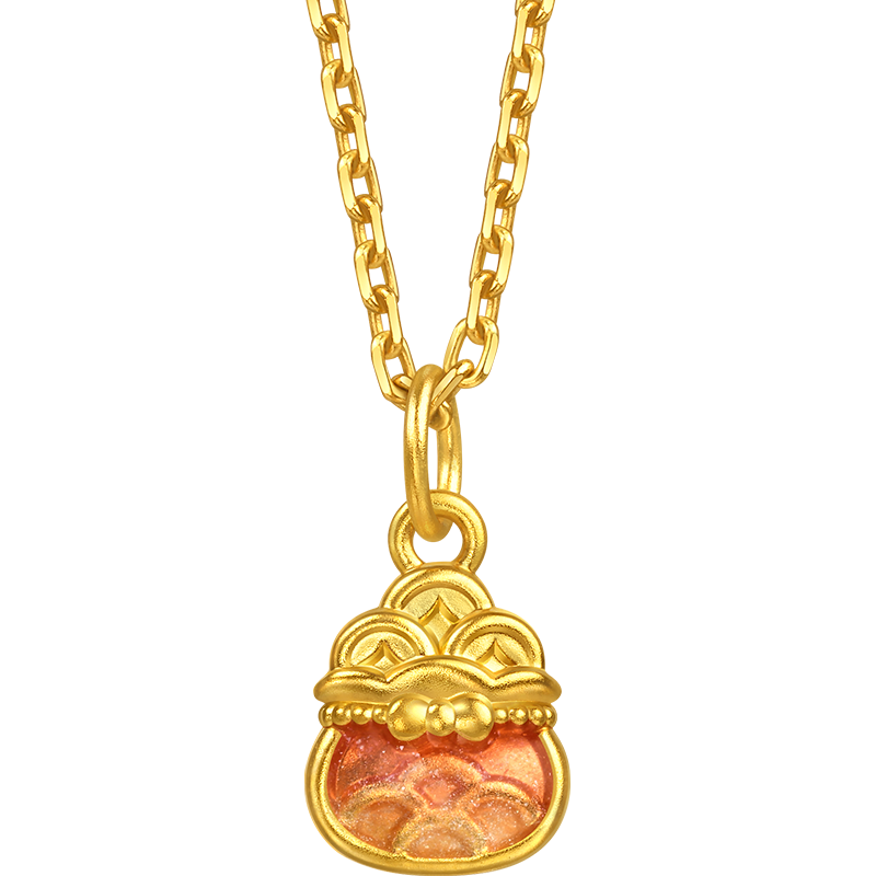 周生生聚财福袋黄金吊坠 足金薄荷挂坠不含项链 96217P计价 0.5克