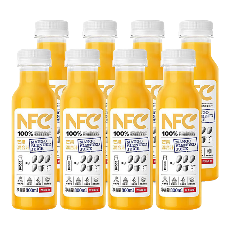 农夫山泉NFC果汁 300ml鲜果冷压榨果汁饮料 300ml*8瓶芒果汁