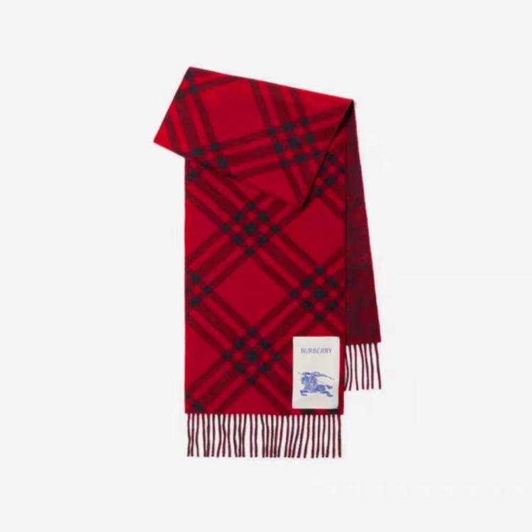 BURBERRY 双面两用经典格纹玫瑰图案羊绒围巾男女同款
