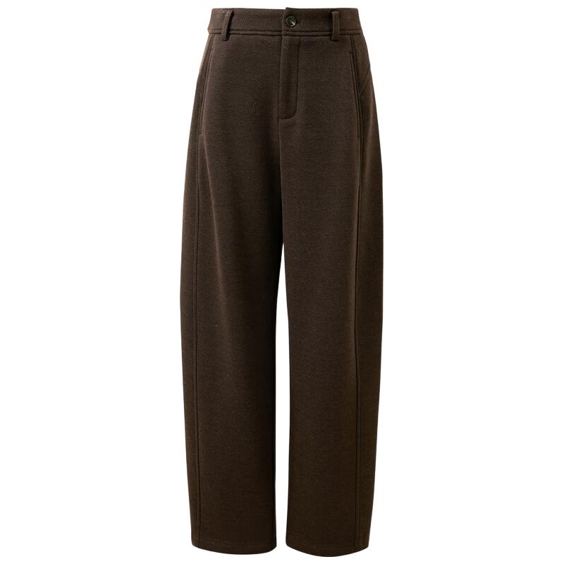 三彩2025冬季新款加绒休闲裤保暖长裤高腰直筒裤气质通勤显瘦M