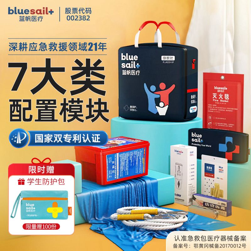 蓝帆医疗家庭应急包地震灾害消防家庭物资储备逃生防护包背包车用