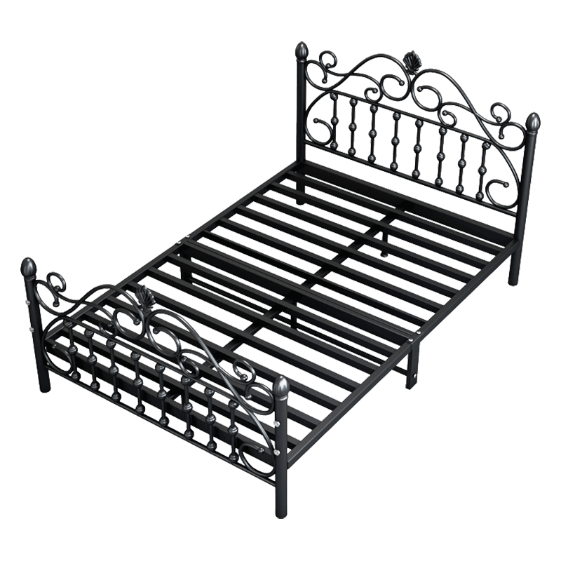 奈高（NAIGAO）铁艺床单人床酒店民宿铁架床家用宿舍双人床排骨架钢架床1.8×2米 黑色龙骨款2000*1800mm