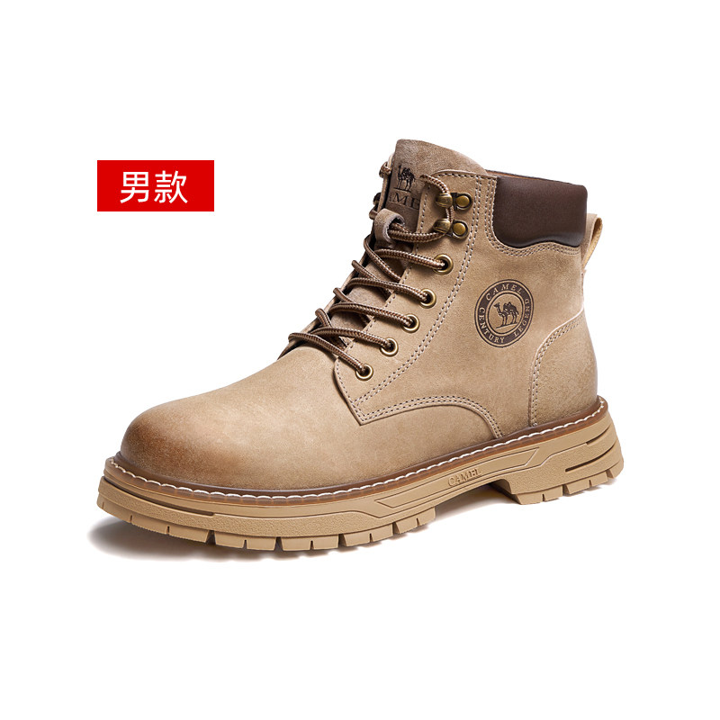 骆驼大黄靴秋冬季休闲户外工装复古高帮马丁靴男鞋厚底增高大黄靴 38