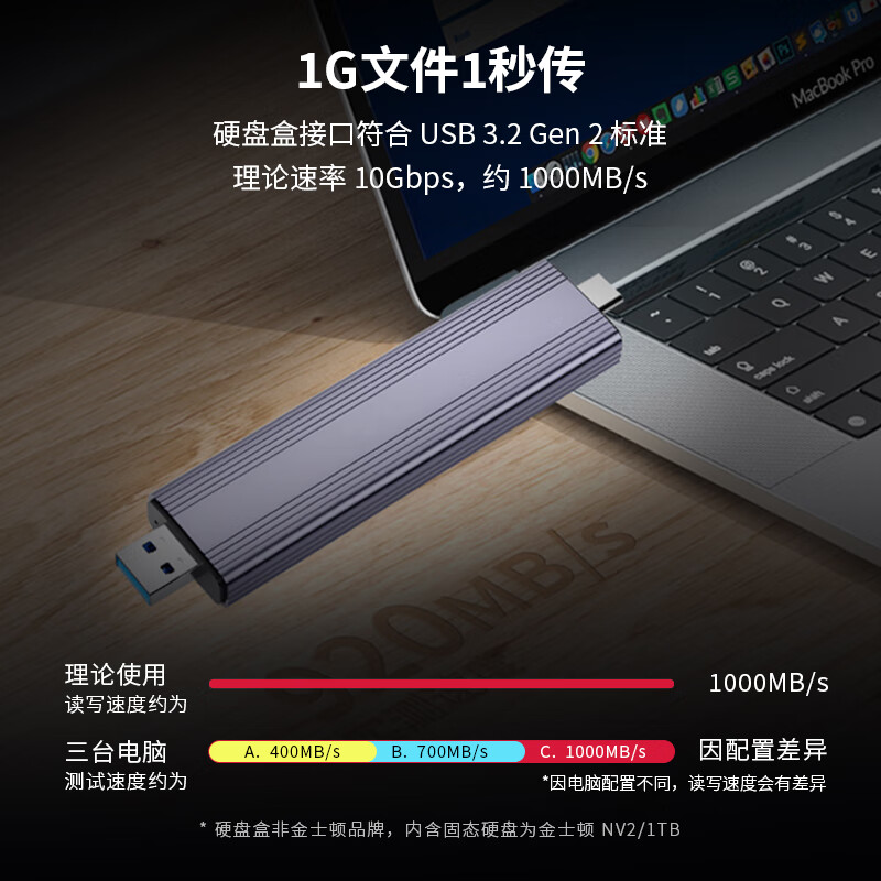 金士顿（Kingston）移动固态硬盘 type-c USB3.2双接口手机电脑两用高速传输大容量PSSD