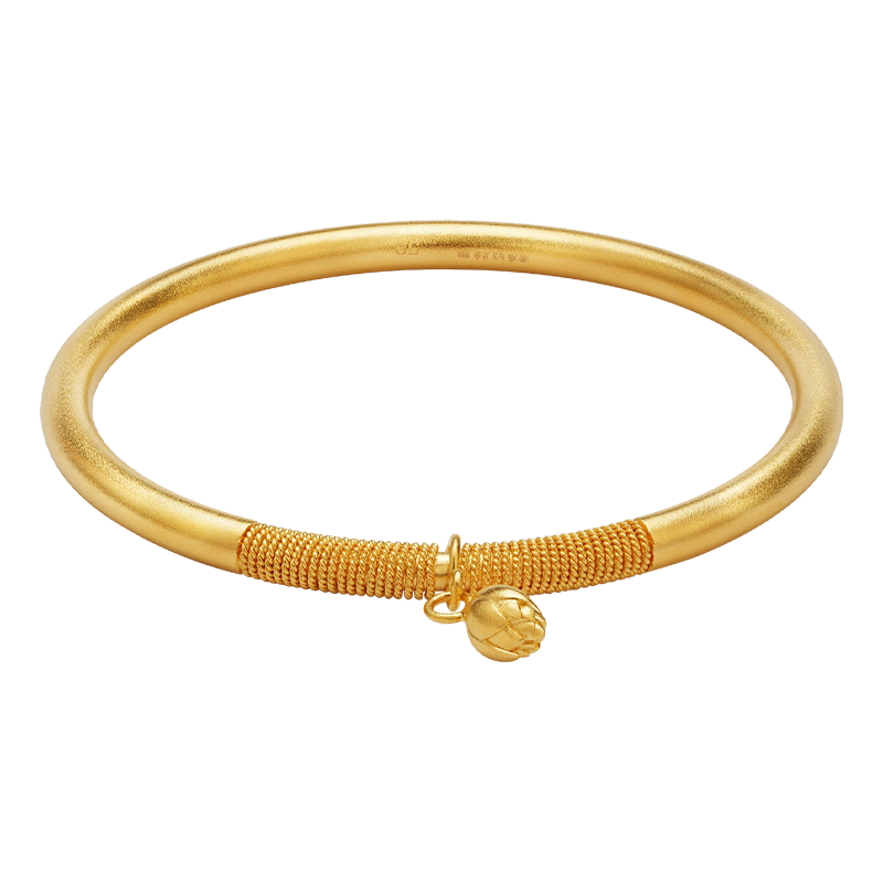  老庙黄金 古法花丝工艺 足金古法金手镯