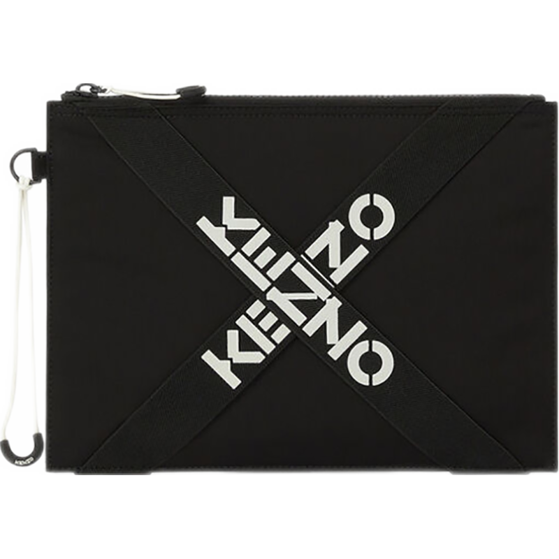  KENZO/凯卓 FA65PM222F21 99 Logo图案织带饰 男女通用款手拿包  黑色