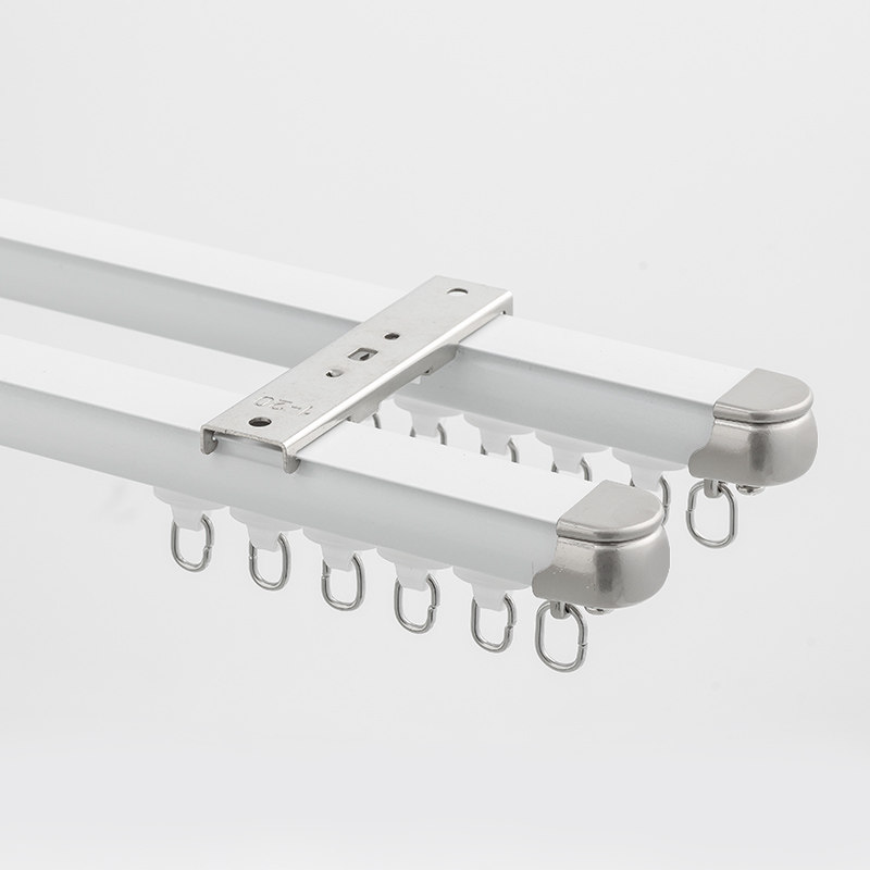 纳米静音窗帘轨道顶装侧装单层双层滑轨加厚铝合金窗帘配件窗帘杆