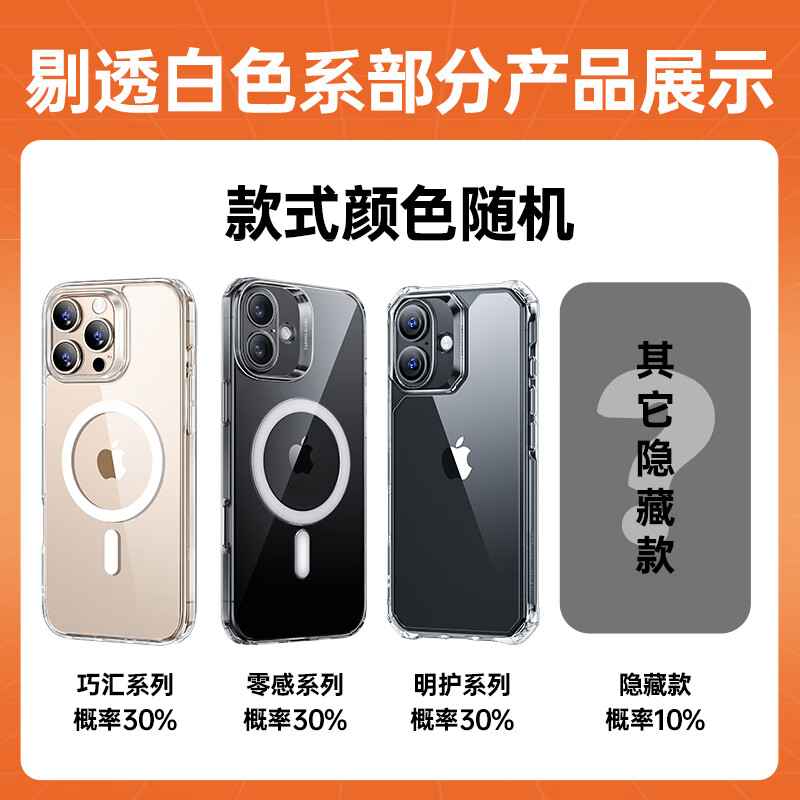  ESR/亿色 磁吸 苹果手机壳盲盒  PC+TPU+铝合金 彩色系盲盒