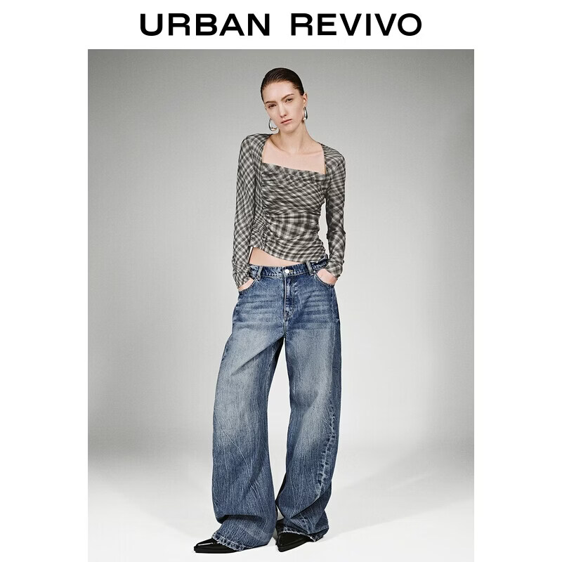  URBAN REVIVO 不规则褶皱 女士T恤 M