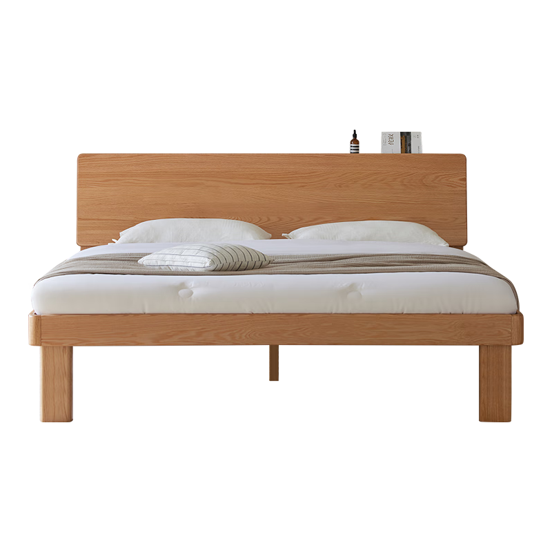  原始原素 北欧夜灯 实木床  ⭐原木色高体【可充电|带夜灯】