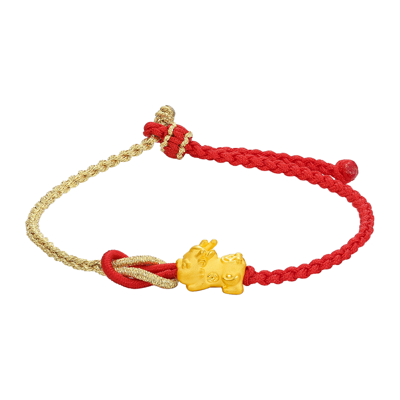 谢瑞麟（TSL）黄金手链3D硬金貔貅足金转运珠手绳XL594-X5156 XL594-金红色