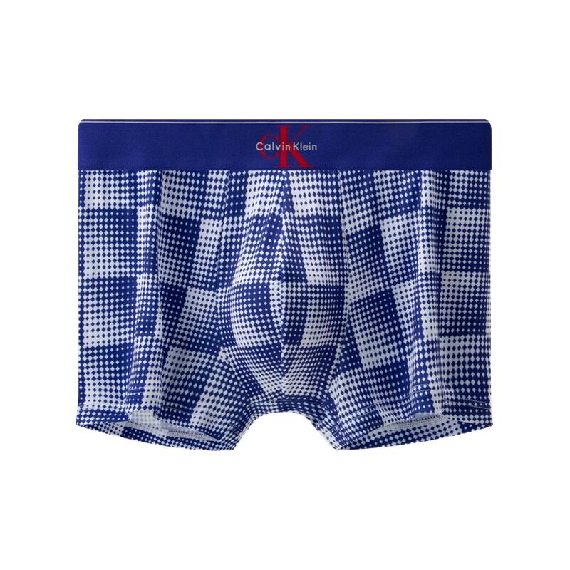  卡尔文·克莱恩/Calvin Klein 吸湿速干 男士平角内裤 2KU-方块蓝 XL