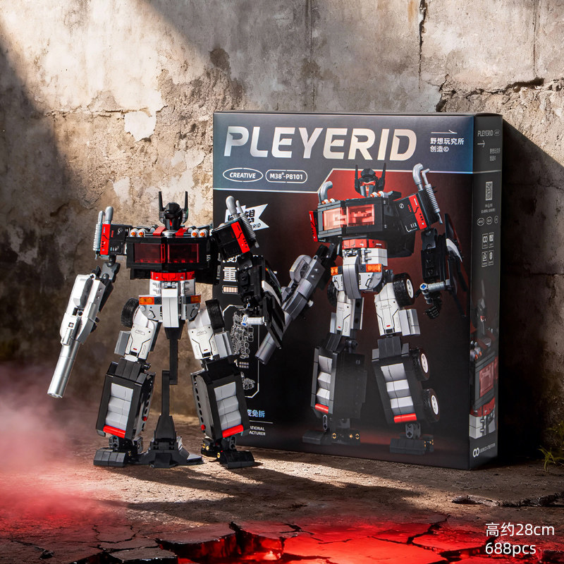  PLEYERID/野想 M38-P8101 双形态变形 重型卡车拼装积木  变形机甲重型卡车
