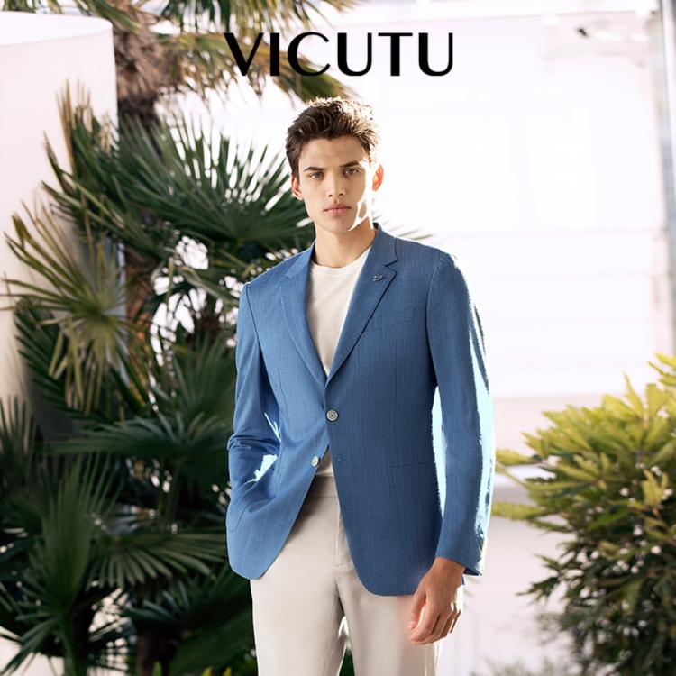  VICUTU/威可多 羊毛蚕丝混纺 男士西服