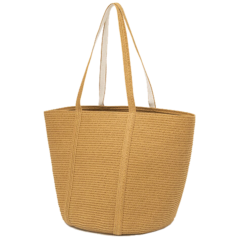 無印良品 MUJI（無印良品 ）纸编 托特包 挎包 女包 包包 轻便 手提编织包通勤七夕 情人节  大 底部直径25*高25cm