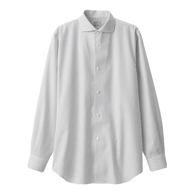 MUJI/無印良品 免熨烫 男士衬衫 白色条纹 XL 180/104A