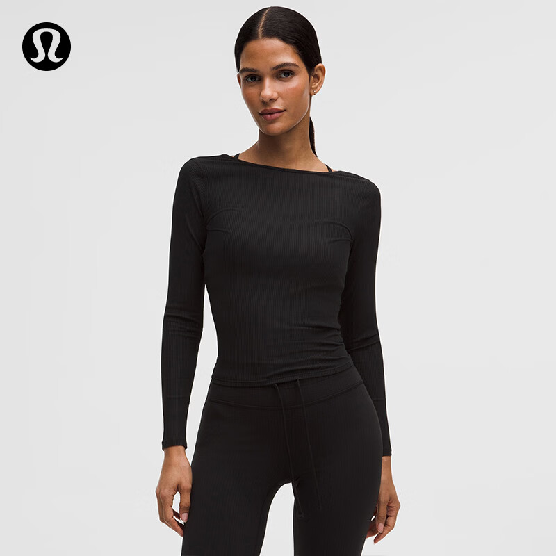  lululemon/露露乐蒙 罗纹背部大U领 女士瑜伽长袖T恤