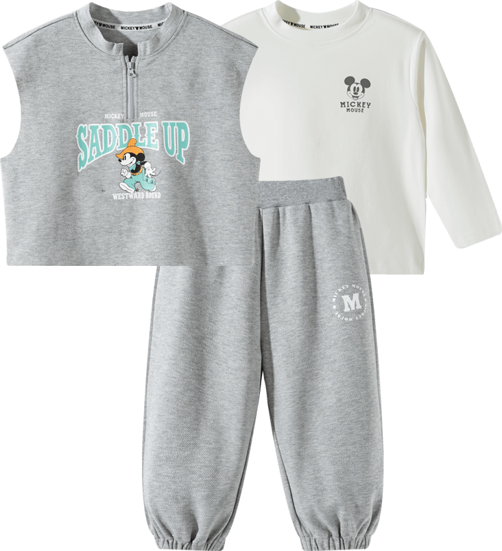  Disney baby/迪士尼宝贝 亲肤 男童套装+马甲+T恤+运动裤