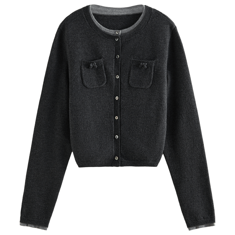  FANSILANEN/范思蓝恩 假两件设计 女士针织开衫