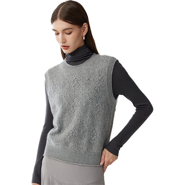  鹿王 100%山羊绒 女士羊绒背心