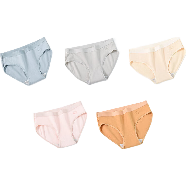  GRACE/洁丽雅 纯棉底裆 女士内裤 灰蓝/灰/浅黄/粉/姜黄 【5条装】 M 【80-100斤】