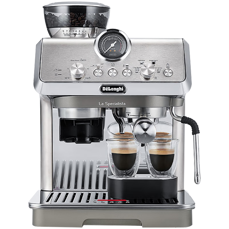 De'Longhi 德龙 DeLonghi 骑士系列意式家用半自动咖啡机 冷萃技术 8挡研磨 EC9255.M银色
