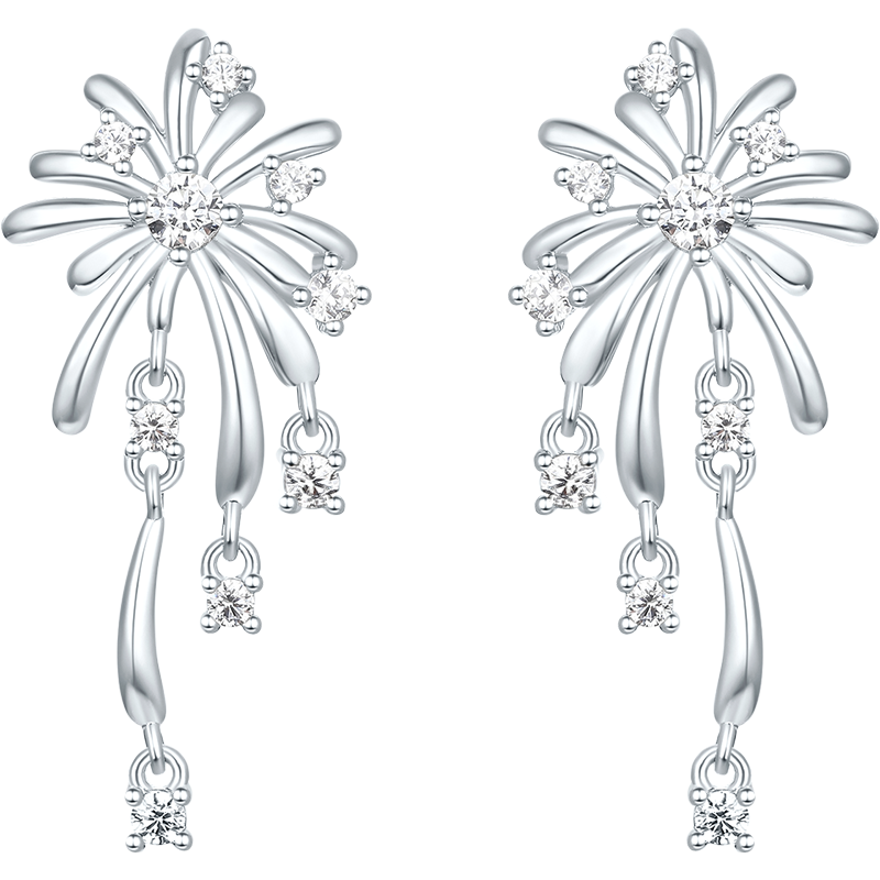  ZHOU LIU FU/周六福 S925银镶嵌 女士耳钉
