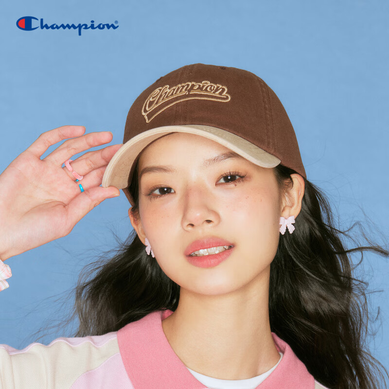  Champion 拼色 棒球帽 暗红