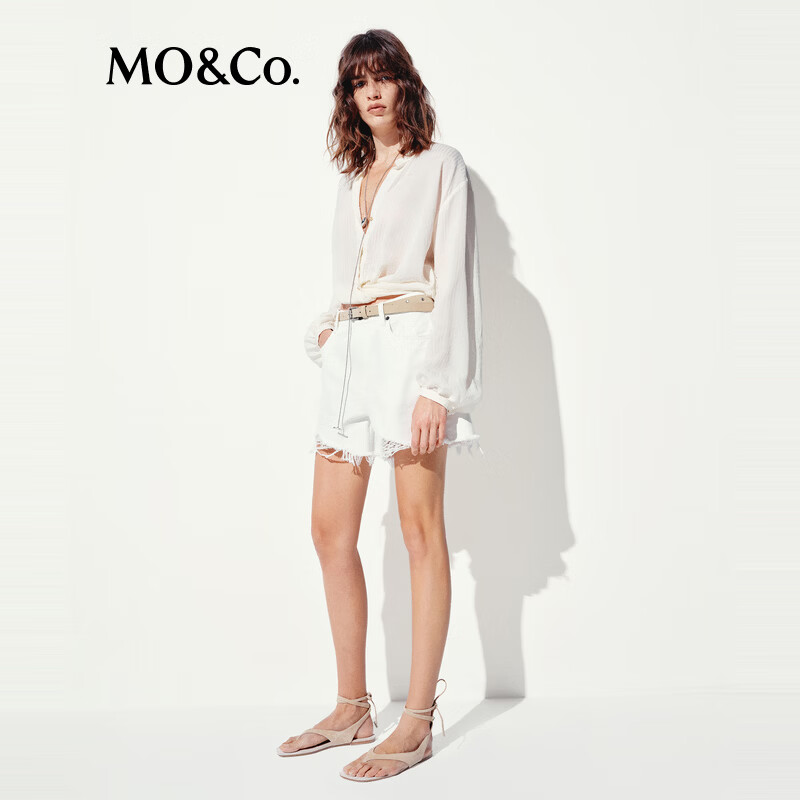  MO&Co./摩安珂 高腰宽松 女士牛仔短裤