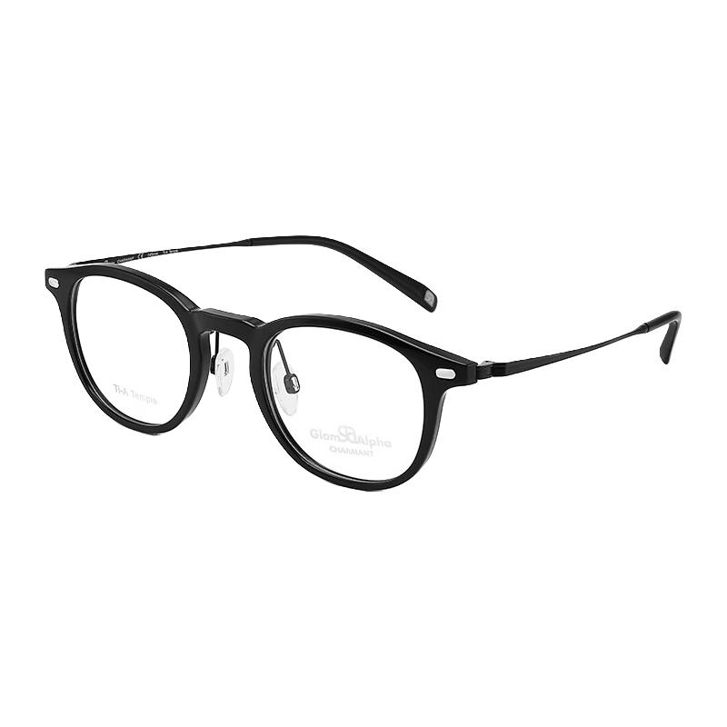 依视路（ESSILOR）依视路钻晶系列智能防蓝光镜片配近视高清耐磨品牌光学眼镜 TR+钛-全框-夏蒙-黑色 依视路膜岩高清1.56现片