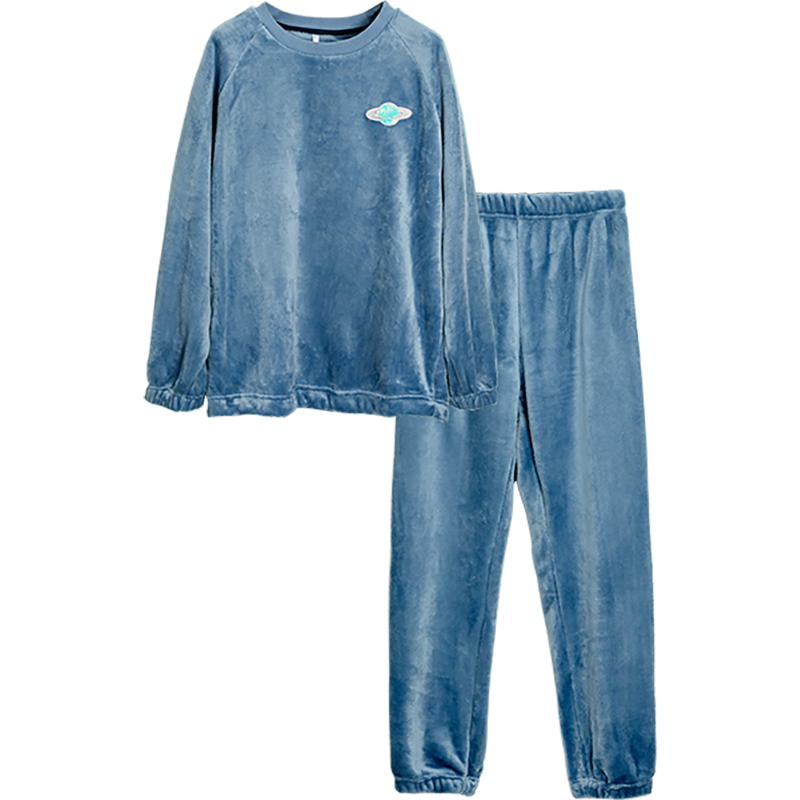  Hodo Men/红豆男装 可外穿 女士法兰绒睡衣套装 838花冠蓝 XL 175/96A