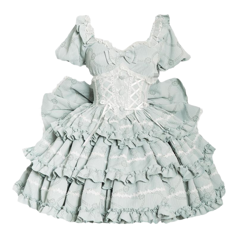  豹了个猫 拖尾设计 女士连衣裙 背后大蝴蝶结