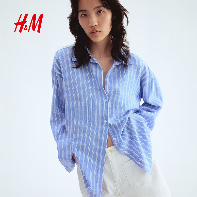  H&M 亚麻混纺 女士衬衫