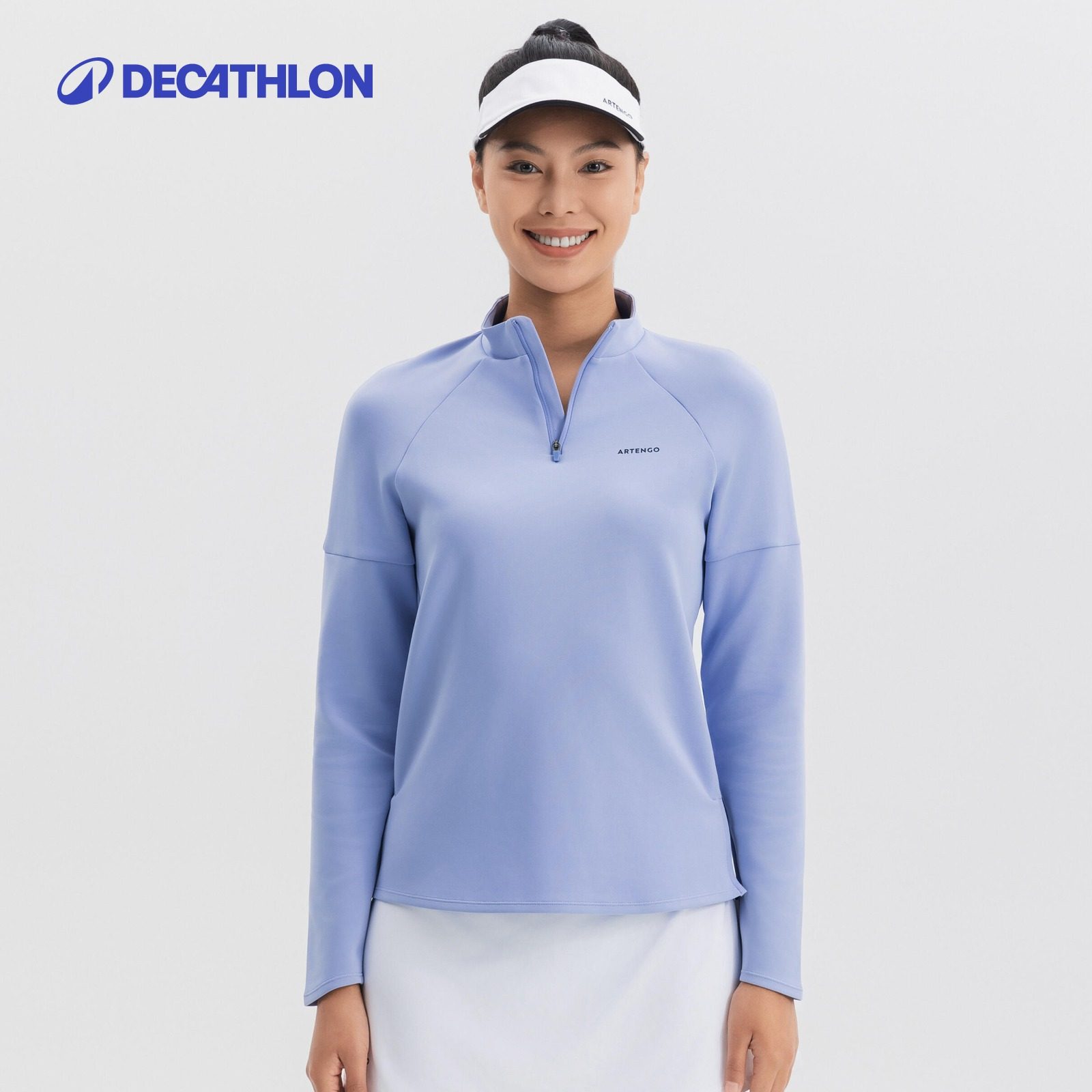迪卡侬长袖网球速干衣保暖上衣跑步运动T恤瑜伽服健身服女SAL6