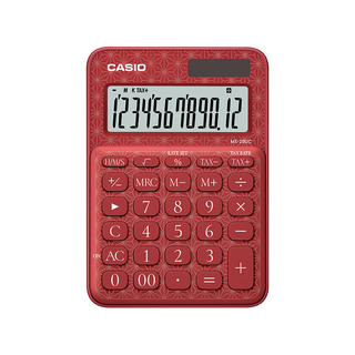  CASIO/卡西欧 太阳能双电源 桌面办公计算器 枫叶红