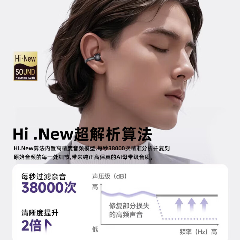  Newmine/纽曼 M108 开放式耳夹骨传导蓝牙耳机  【舒适佩戴感丨久戴不痛丨蓝牙5.4】星芒紫