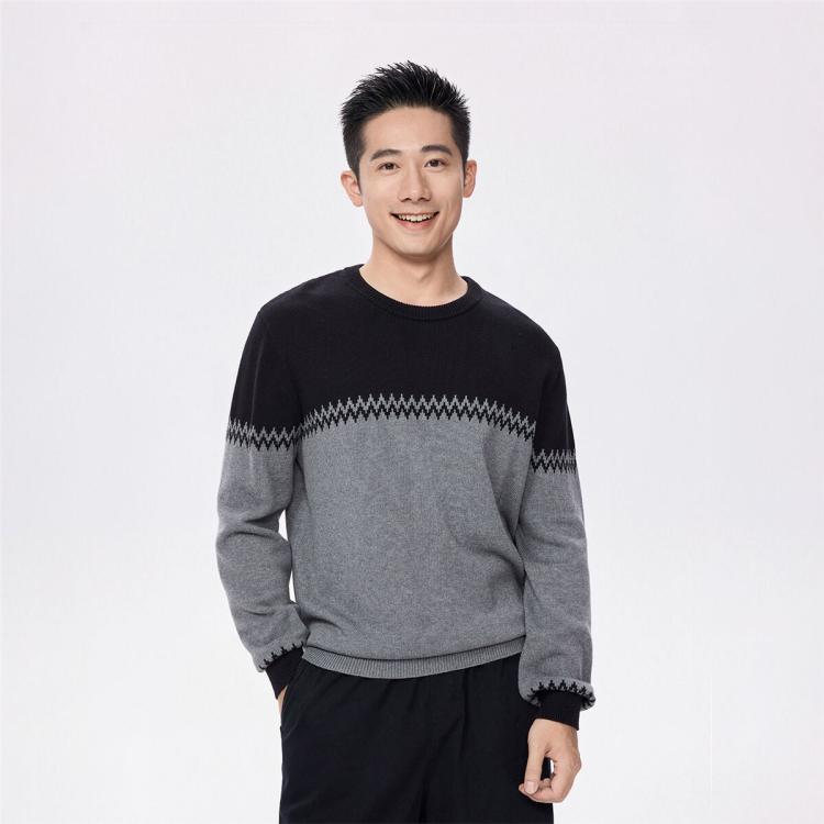  GIORDANO/佐丹奴 纯棉撞色提花 男士针织衫