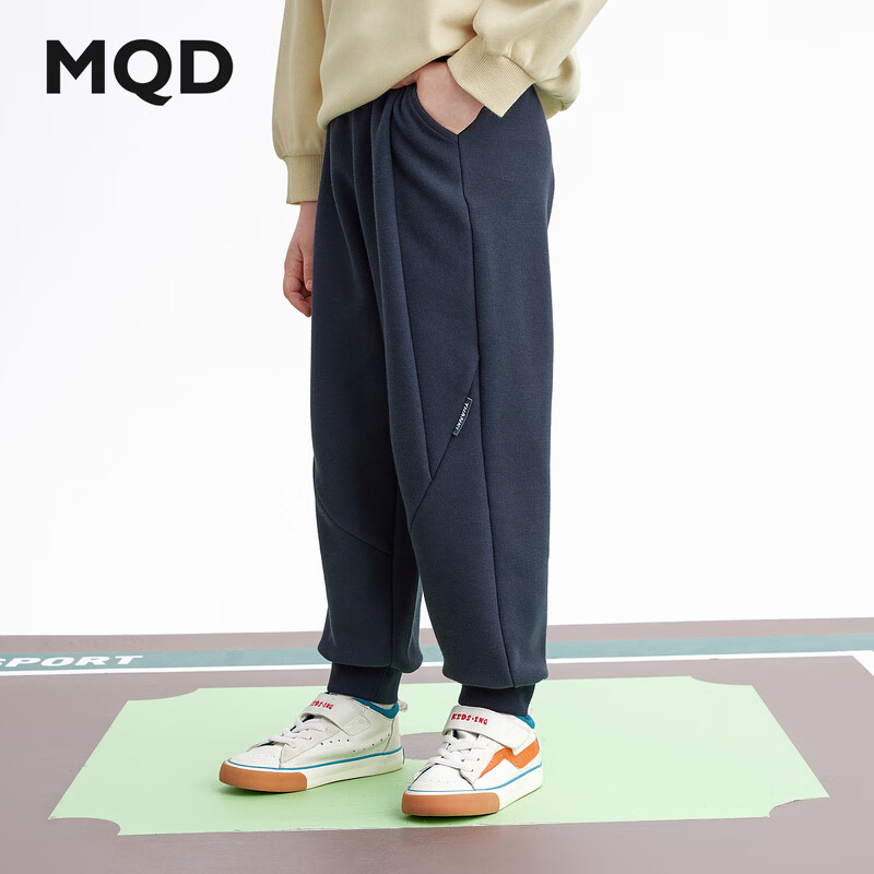  MQD/马骑顿 轻薄透气 儿童运动针织裤 深蓝色 140
