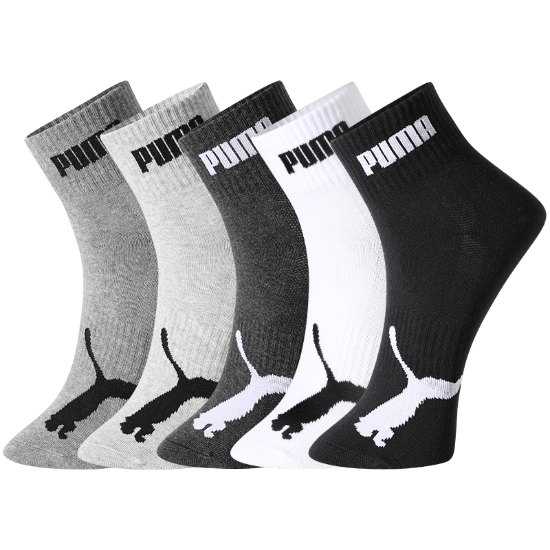 PUMA彪马中筒袜子男士休闲运动透气款棉袜5双装 001组合 均码 EU39-42(适合脚码40-44)