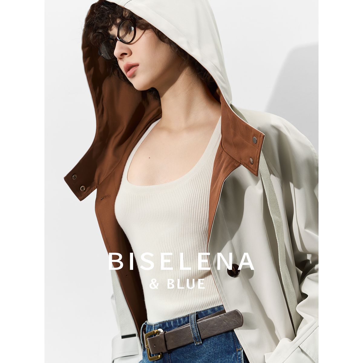  贝·茜妮 撞色 女士风衣