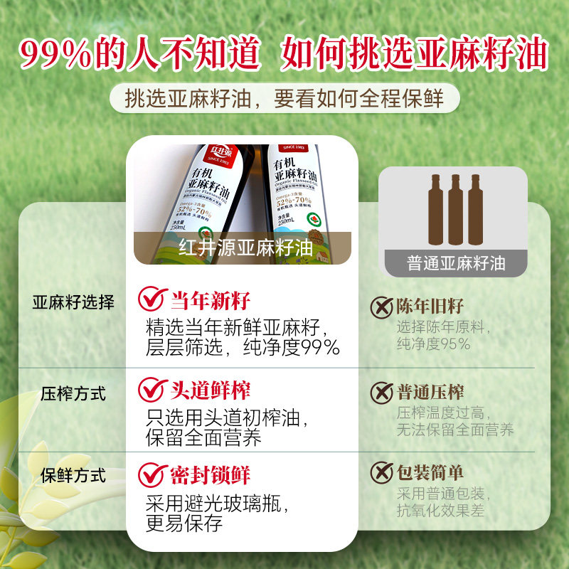  红井源 低温冷榨 有机亚麻籽油